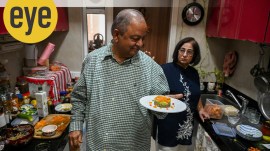 Chef Hemant Oberoi with wife Malika in the kitchen of their Parel home in Mumbai