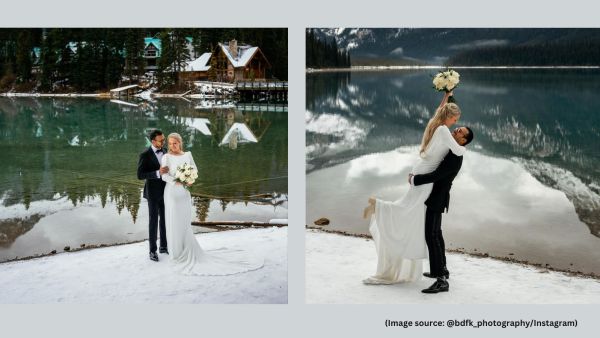 Their officiant, Cole Hofstra, was equally ready to perform the wedding in the extreme weather conditions