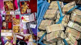 Gold jewellery and cash seized by ED during coordinated money laundering searches against coal mafia at 40 premises in West Bengal and Jharkhand. (PTI Photo)