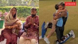 Hardik Pandya performs puja with girlfriend Mahieka Sharma at home, shares loved-up moments with son Agastya. See photos