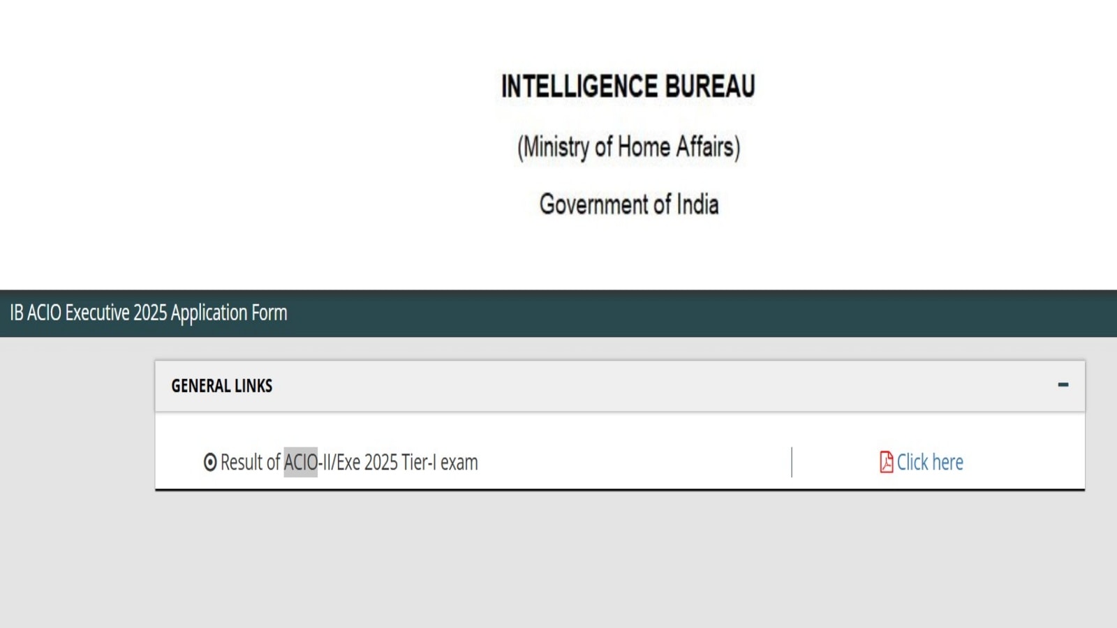 IB ACIO 2025 Result Declared: Download result pdf at mha.gov.in