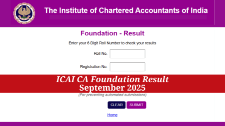 ICAI CA Foundation Result September 2025 at icai.nic.in (Website screengrab, graphically altered)