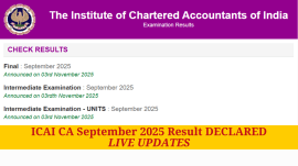 ICAI CA September 2025 Result LIVE Updates -- Scorecards aticai.nic.in/caresult (Website screengrab)