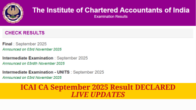 ICAI CA September 2025 Result LIVE Updates -- Scorecards aticai.nic.in/caresult (Website screengrab)