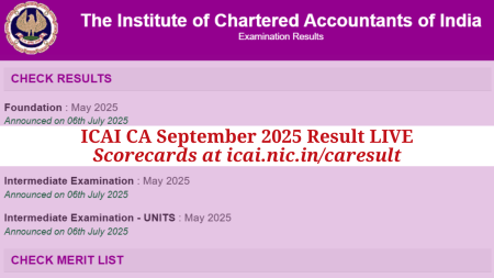 ICAI CA September 2025 Result LIVE Updates -- Scorecards aticai.nic.in/caresult (Website screengrab)
