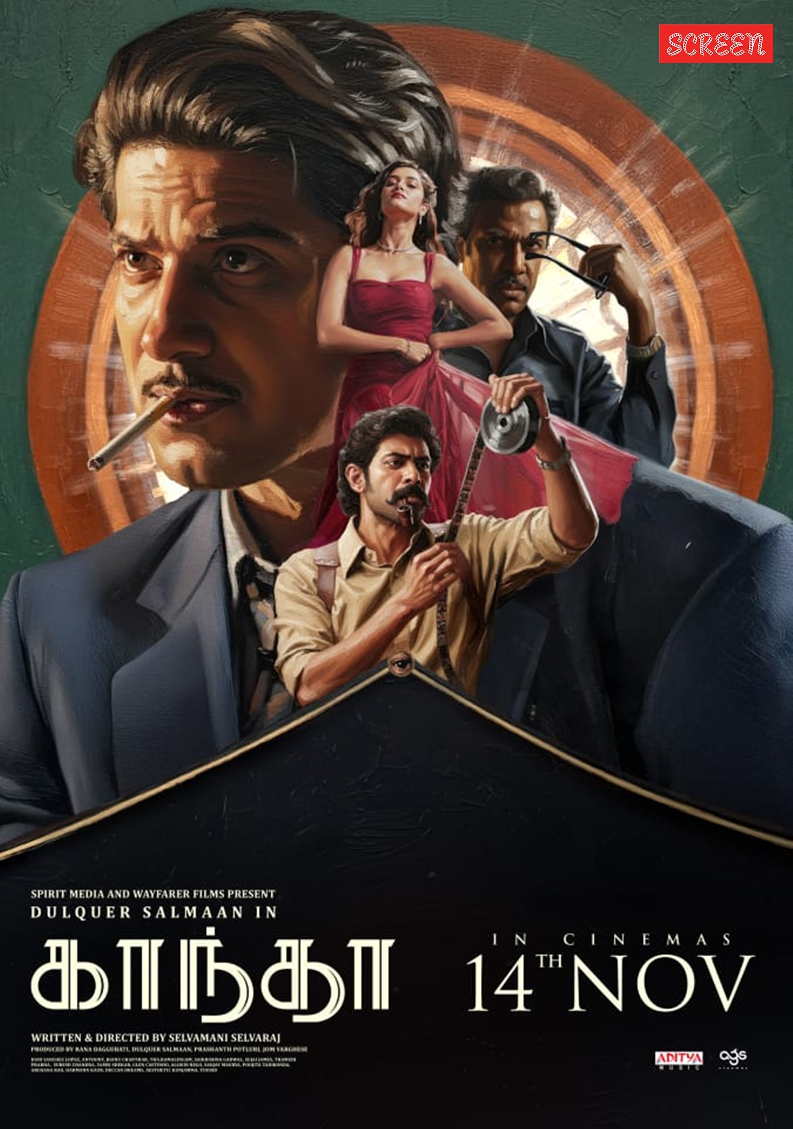 Kaantha features Dulquer Salmaan, Samuthirakani, Bhagyashri Borse, and Rana Daggubati in key roles.