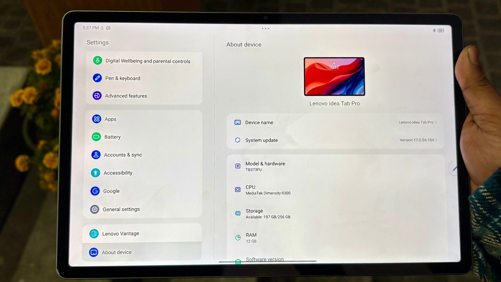 The Lenovo Idea Tab Pro comes with ZUI based on Android 14 out of the box.