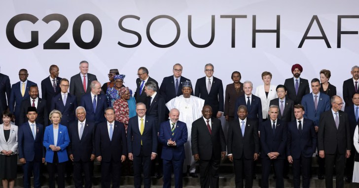 Leaders and delegates pose for a family photo on the first day of the G20 Leaders' Summit at the Nasrec Expo Centre in Johannesburg, South Africa, November 22, 2025. (Photo: REUTERS)