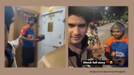 The delivery partner agrees, and the man quickly changes into the uniform before heading to his girlfriend’s apartment (Image source: @aaravmavi/Instagram)