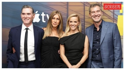 The Morning Show actors Billy Crudup, Jennifer Aniston, Reese Witherspoon, and Mark Duplass.