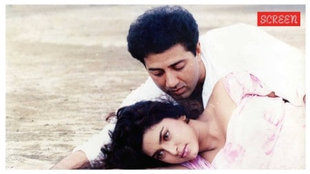 Juhi Chawla and Sunny Deol in Lootere.