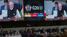 Delegates listen to Indian Prime Minister Narendra Modi address the plenary session of the G20 leaders' summit in Johannesburg, South Africa, Saturday, Nov. 22, 2025. AP/PTI