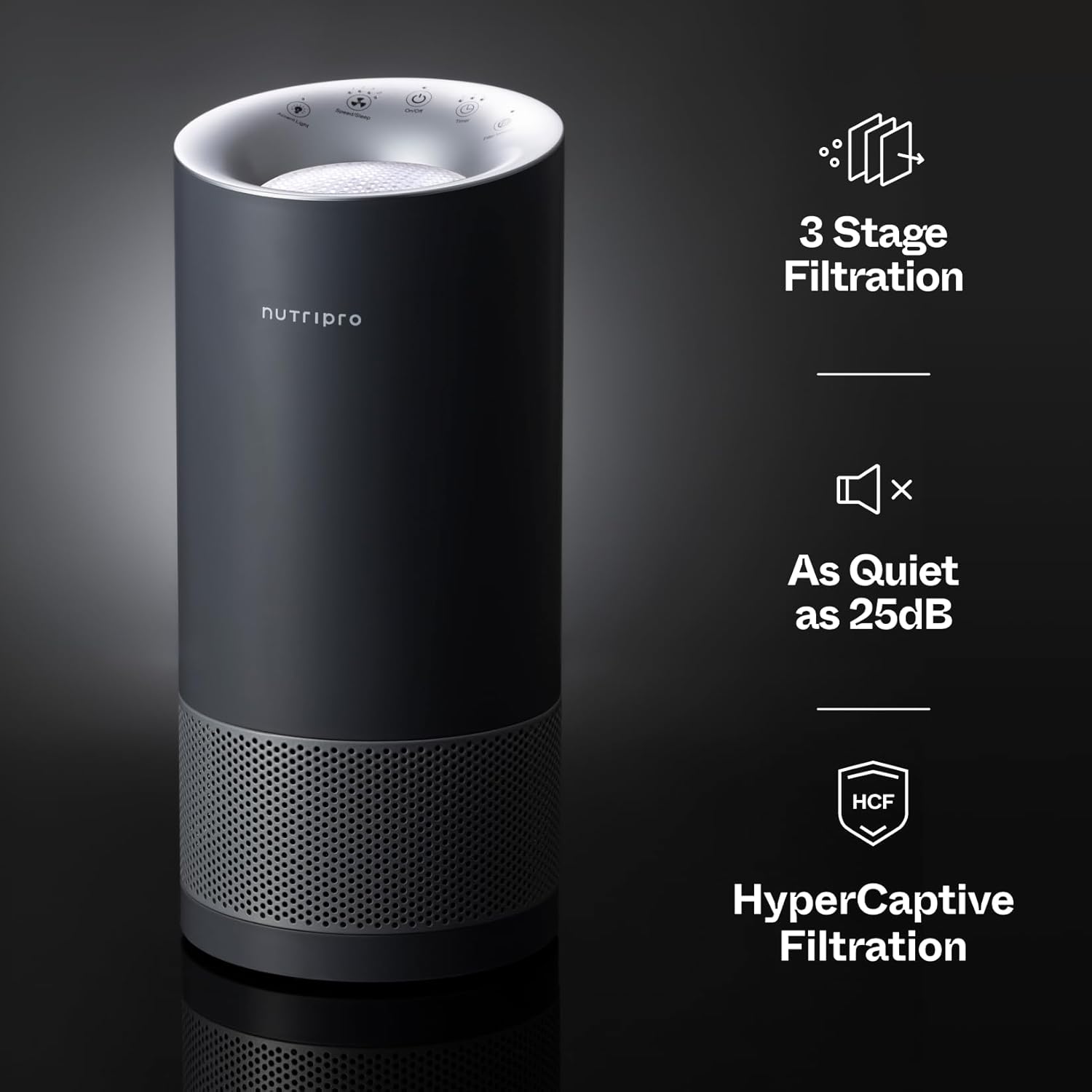 The Nutripro air purifier has noise levels of just 25 decibels.