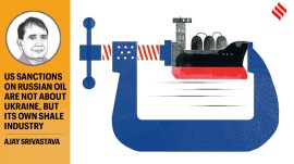 The uncomfortable truth is that war has become good business for US defence contracts; their logistics and energy exports are all booming (Illustration: C R Sasikumar)