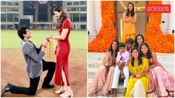 Palaash Muchhal takes fans inside surpise proposal at a cricket statudium for Smriti Mandhan, haldi