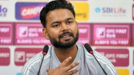 India captain Rishabh Pant addresses the media ahead of the second test match between India and South Africa in Guwahati, India, Friday, Nov. 21, 2025. (AP Photo)