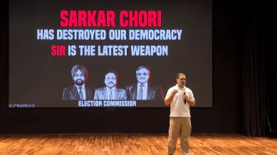 Rahul Gandhi at the Press conference on Wednesday.