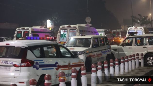 A team of Delhi Police Special Cell Officers arrived at the site and the area was cordoned off. (Express Photo/Tashi Tobgyal)