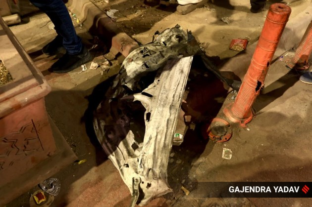 Car parts seen strewn around due to the force of the explosion. (Express Photo/Gajendra Yadav)