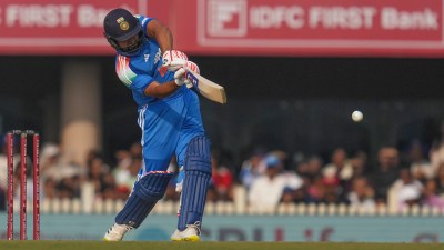 Indian opener Rohit Sharma during the first ODI against South Africa in Ranchi. (PHOTO: AP)