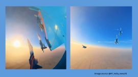 The Tejas jet plunged nose-first into the ground, erupting into a cloud of black smoke and flames at Dubai’s Al Maktoum International Airport