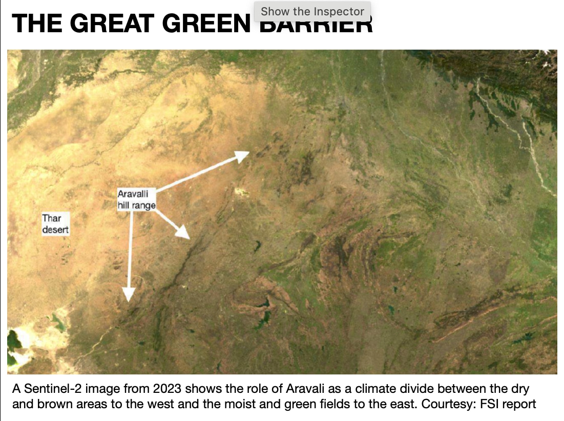 Aravalli extends from Delhi in the north to Gujarat in the south through Haryana and Rajasthan.