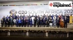 Leaders and delegates pose for a group photo, on the opening day of the G20 Leaders' Summit, in Johannesburg, South Africa, Saturday, Nov. 22, 2025. (Gianluigi Guercia/Pool Photo via AP)