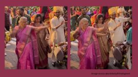 In a video shared by entrepreneur and politician Anil Shetty, the duo is seen dancing to dhol beats alongside other guests