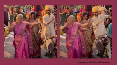 In a video shared by entrepreneur and politician Anil Shetty, the duo is seen dancing to dhol beats alongside other guests
