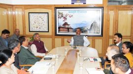 Himachal Pradesh Chief Minister Thakur Sukhvinder Singh Sukhu, during the review meeting (ANI)