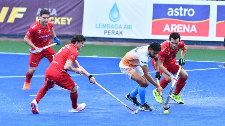 India’s Abhishek in action against Belgium at Sultan Azlan Shah Cup. (PHOTO: Hockey India)