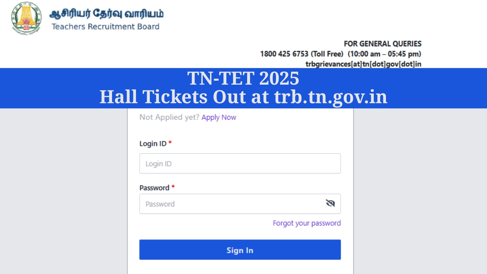 TNTET 2025 Hall Tickets Out: Download papers 1 and 2 admit card at trb.tn.gov.in
