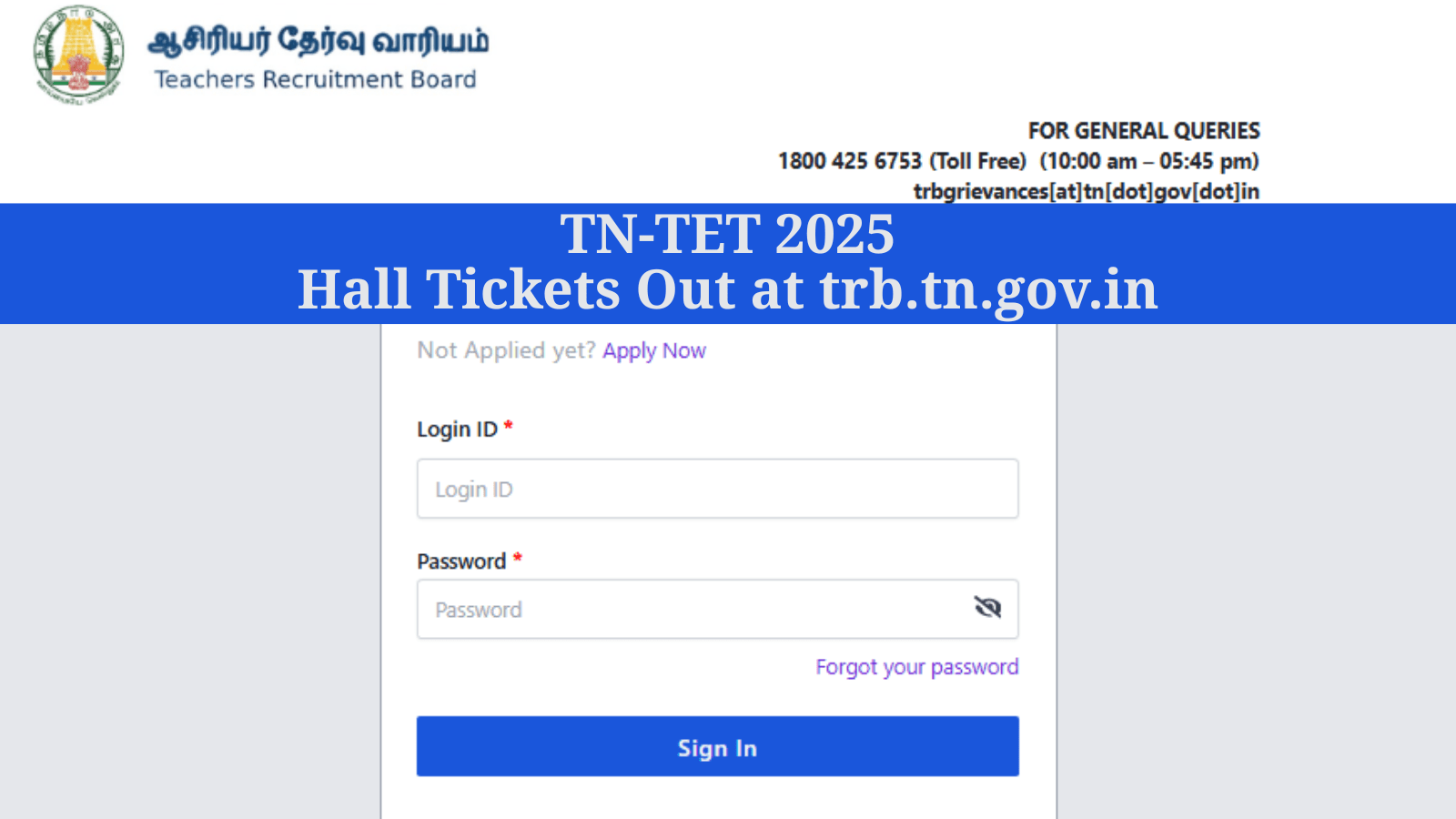 Tamil Nadu TET 2025 Admit Cards Out (Website screengrab)