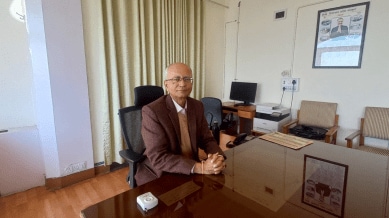 State Election Commissioner Anil Kumar Khachi at his office at the Himachal Pradesh Secretariat building in Shimla. (Saurabh Parashar)
