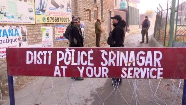 Security personnel keep vigil after an accidental explosion ripped through Nowgam police station on late Friday night, Saturday, Nov. 15, 2025. (PTI)