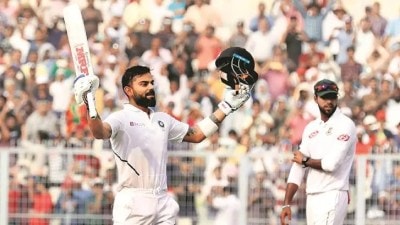 Eden Gardens Test: Virat Kohli celebrates his century