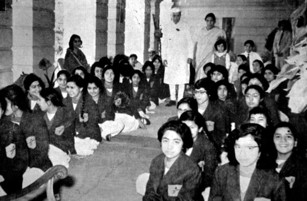 Welham Girls' School students interacting with then Prime Minister Jawaharlal Nehru.