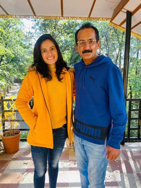 HPCA coach Pawan Sen with Renuka Singh Thakur during the cricketer’s earlier visit to the academy. Express Photo 