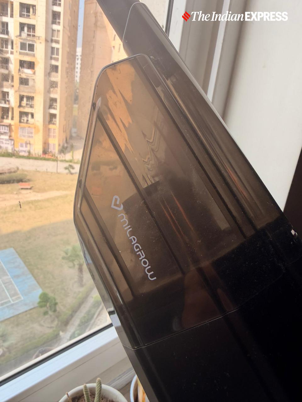The Milagrow Coinsucker Pro is a portable vacuum cleaner that is maybe the lightest I have used, at about 700 grams. (Image: The Indian Express/ Nandagopal Rajan)