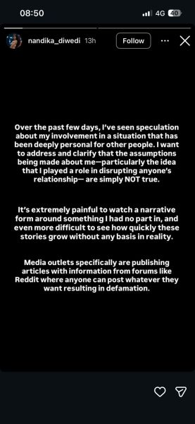 Nandika Dwivedi's Indtagram Stories