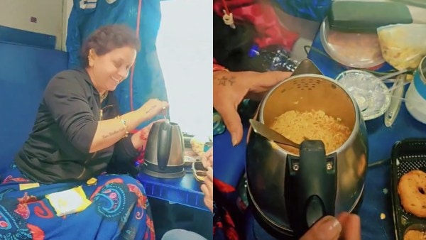 Woman cooks noodles in kettle inside Indian train; Railways react