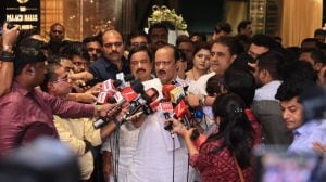 Maharashtra Deputy CM Ajit Pawar speaks to mediapersons on Friday a day after the state government ordered a probe into a land deal linked to his son Parth. (Express Photo)
