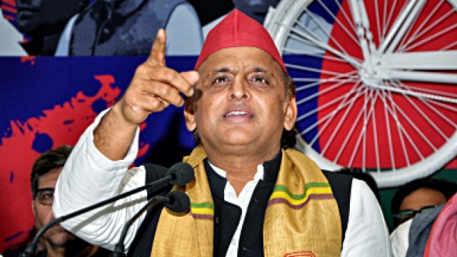 Samajwadi party national president Akhilesh Yadav addresses a press conference
