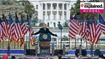 US President Donald Trump speaks at a rally on Jan. 6, 2021, in front of the White House in Washington.