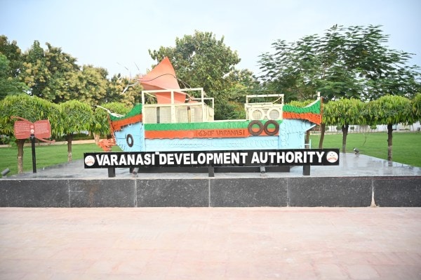 A fish-shaped boat a park in Varanasi. (Express Photo)