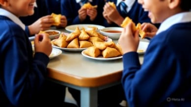 children having samosa