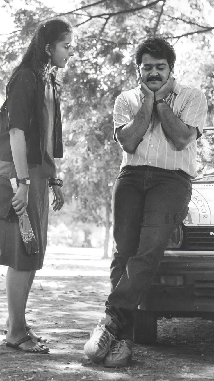 Girija Shettar and Mohanlal in a still from Vandanam.