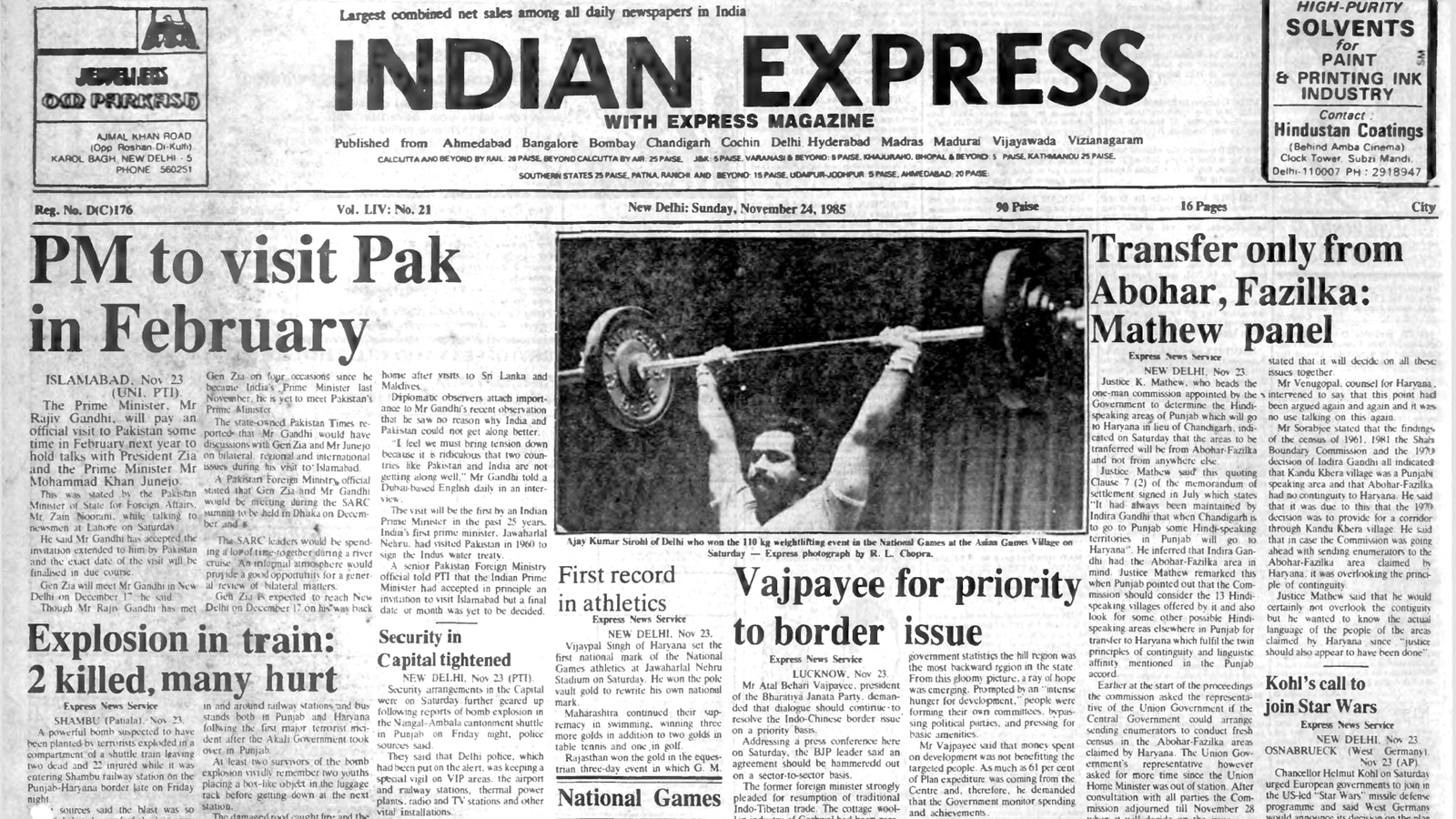 40 years ago November 24, 1985: Punjab and Haryana’s tussle over Chandigarh