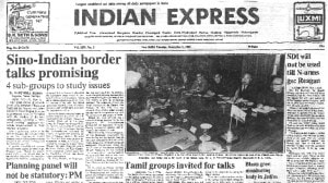 This is the front page of The Indian Express published on November 5, 1985.