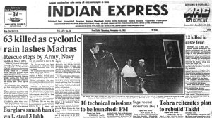This is the front page of The Indian Express published on November 14, 1985.